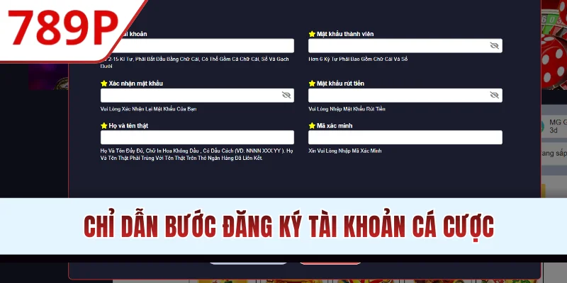 Chỉ dẫn bước đăng ký tài khoản cá cược